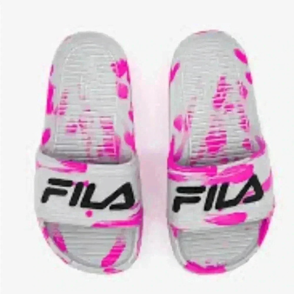 Fila Grey and Pink Marbled Slides NWT - Picture 1 of 7
